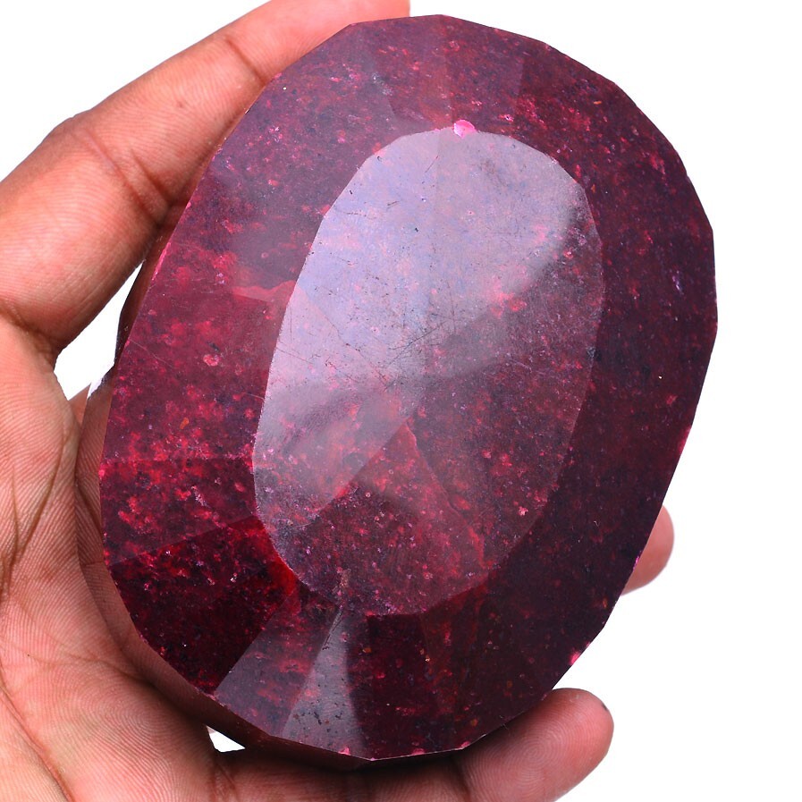 3372 Cts Natural Ruby Gorgeous Red Hand Carving Huge Size Certified Gemstone