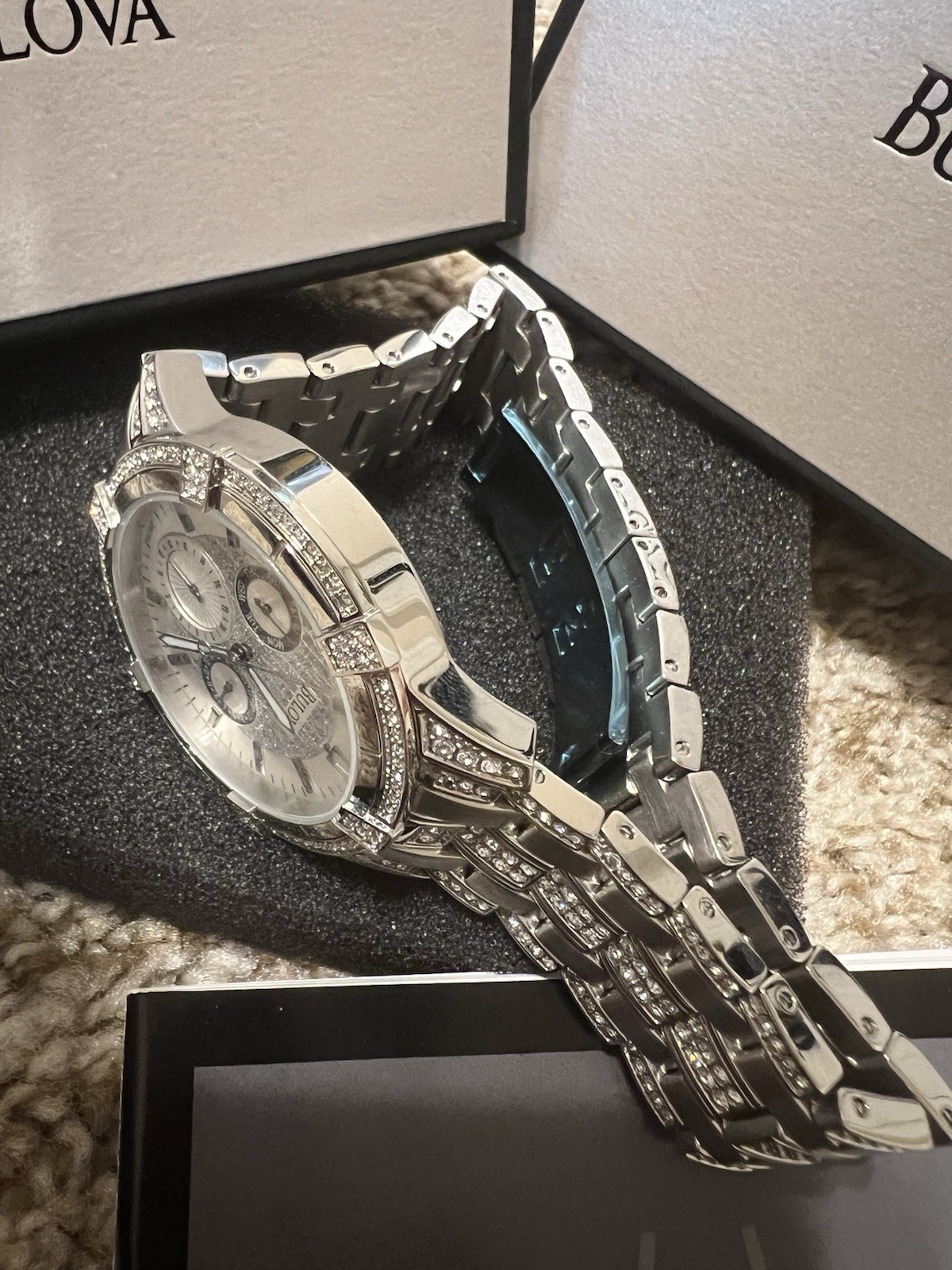 Bulova Men’s Silver-Tone Quartz Multifunction Crystal 38mm Watch