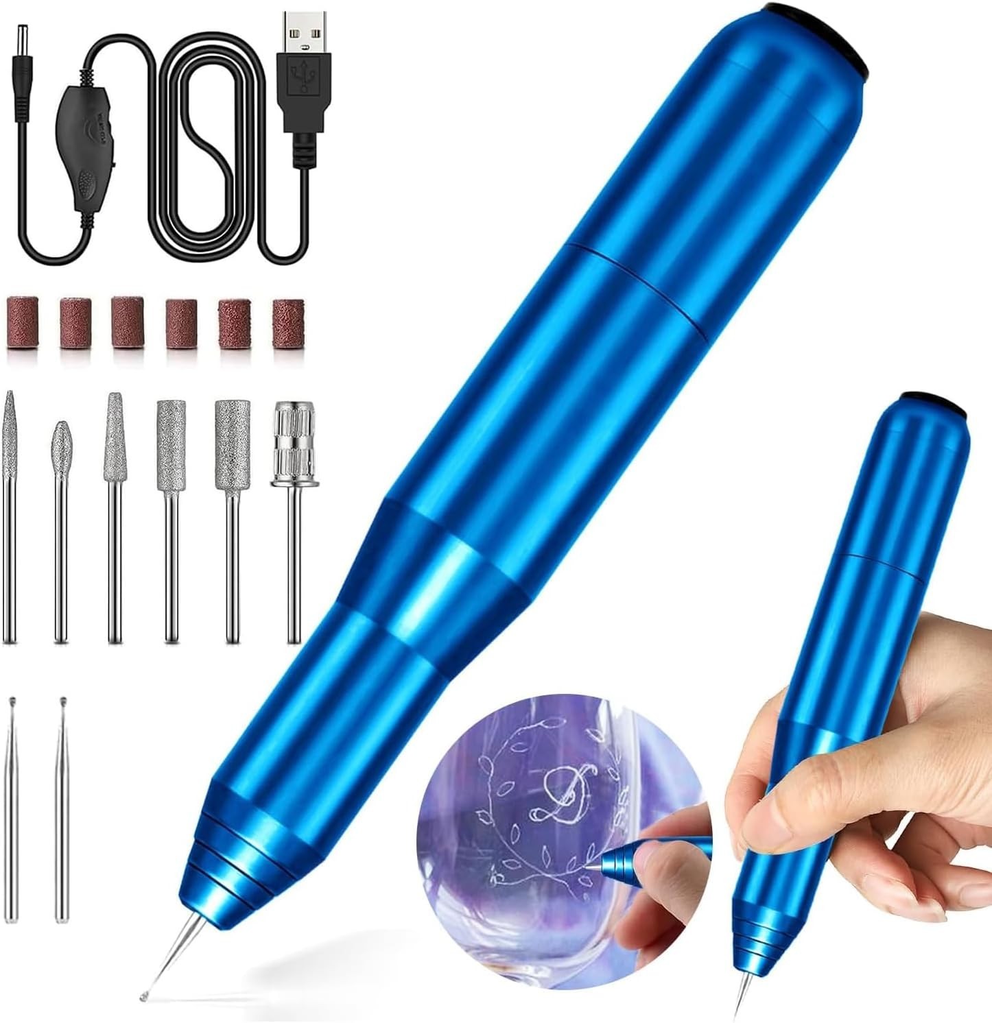 Electric Engraving Pen with Multiple Bits – USB Rechargeable for All Materials