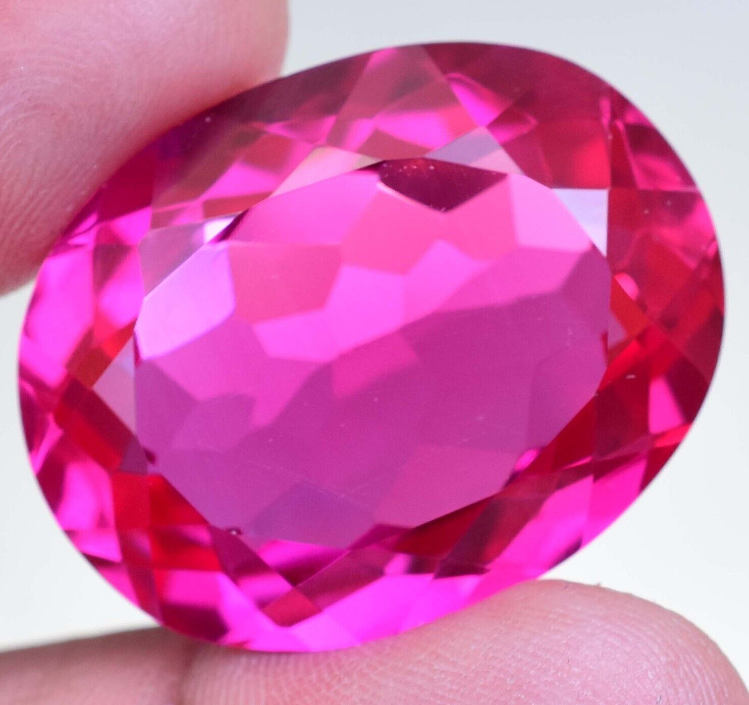80.85 Ct Natural Flawless Mogok Pink-Red Ruby Certified Oval Cut Loose Gemstone
