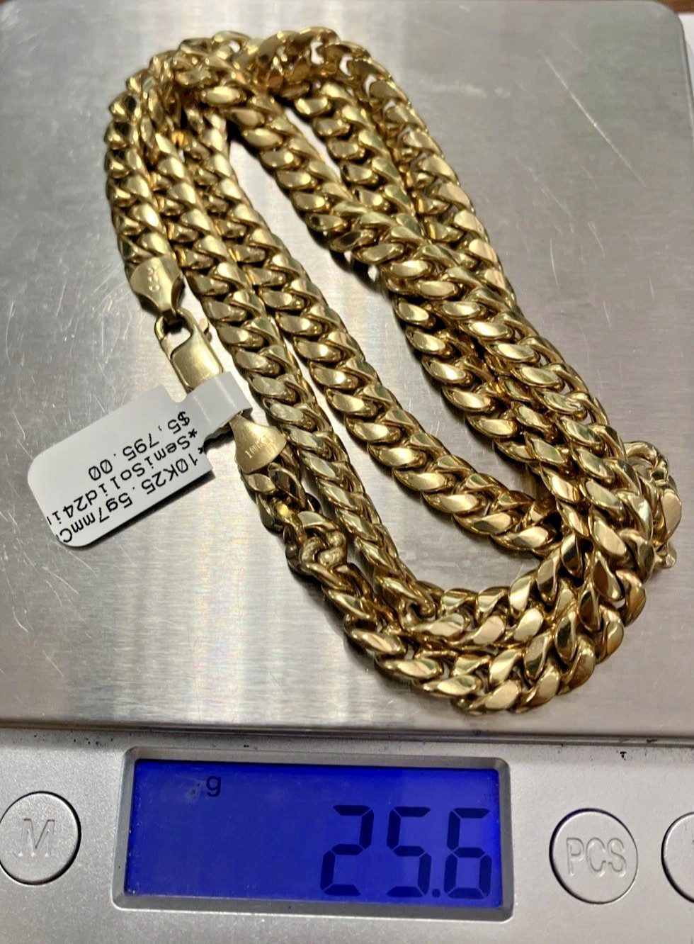 10kt Real Gold Cuban Link Chain 25.5 Grams 7mm 24” OCH Brand New with Tag 10k