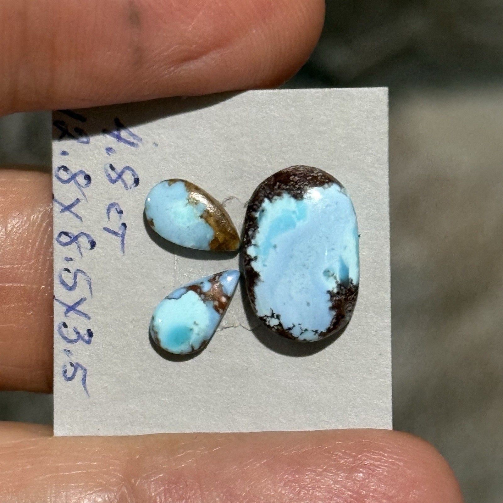 4.8ct 12.8-7.7mm 3pcs Lot Fine Golden Hill Lavender Turquoise Cabochon Gems