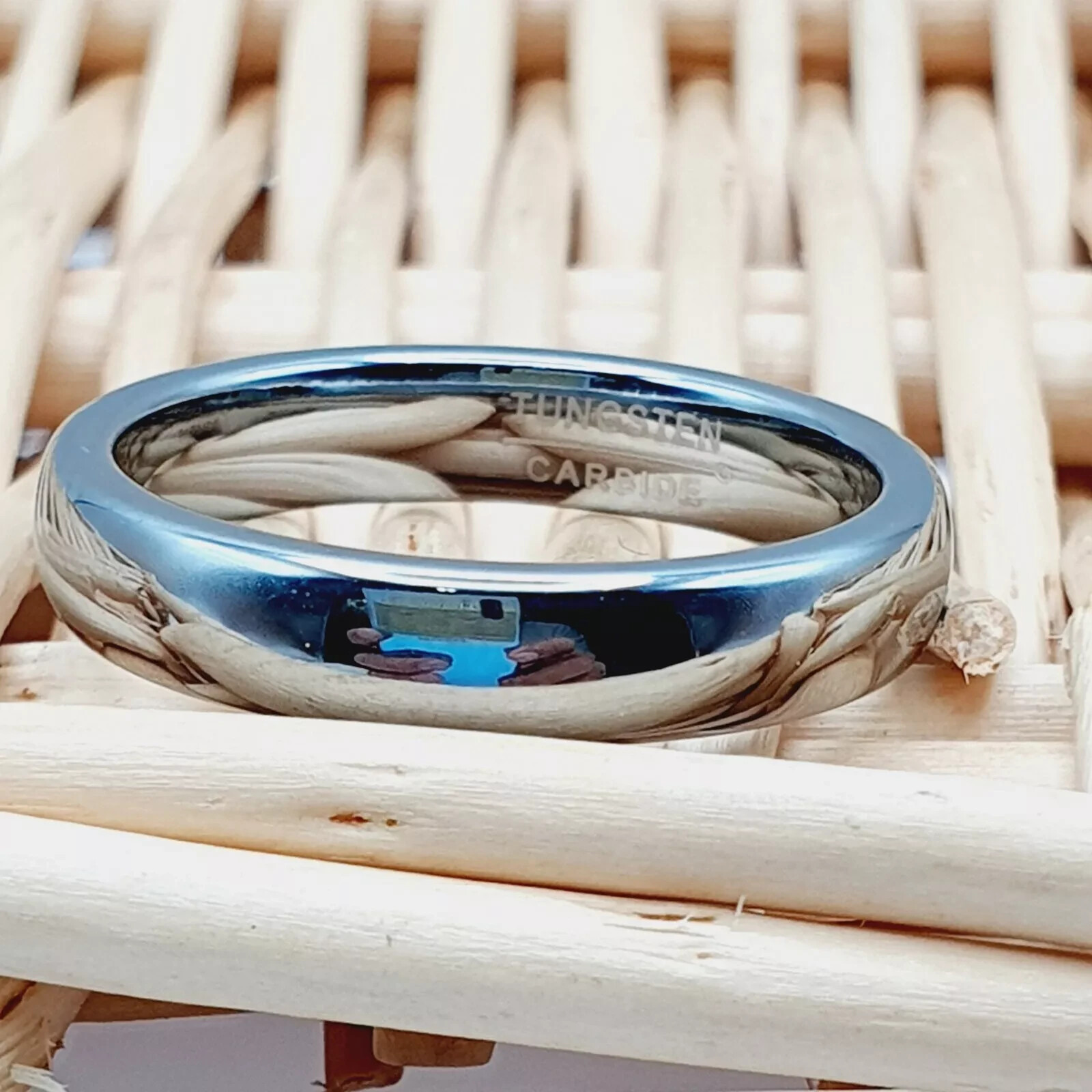 Engraved Anniversary Promise Ring – Women’s High Polished Dome Wedding Band