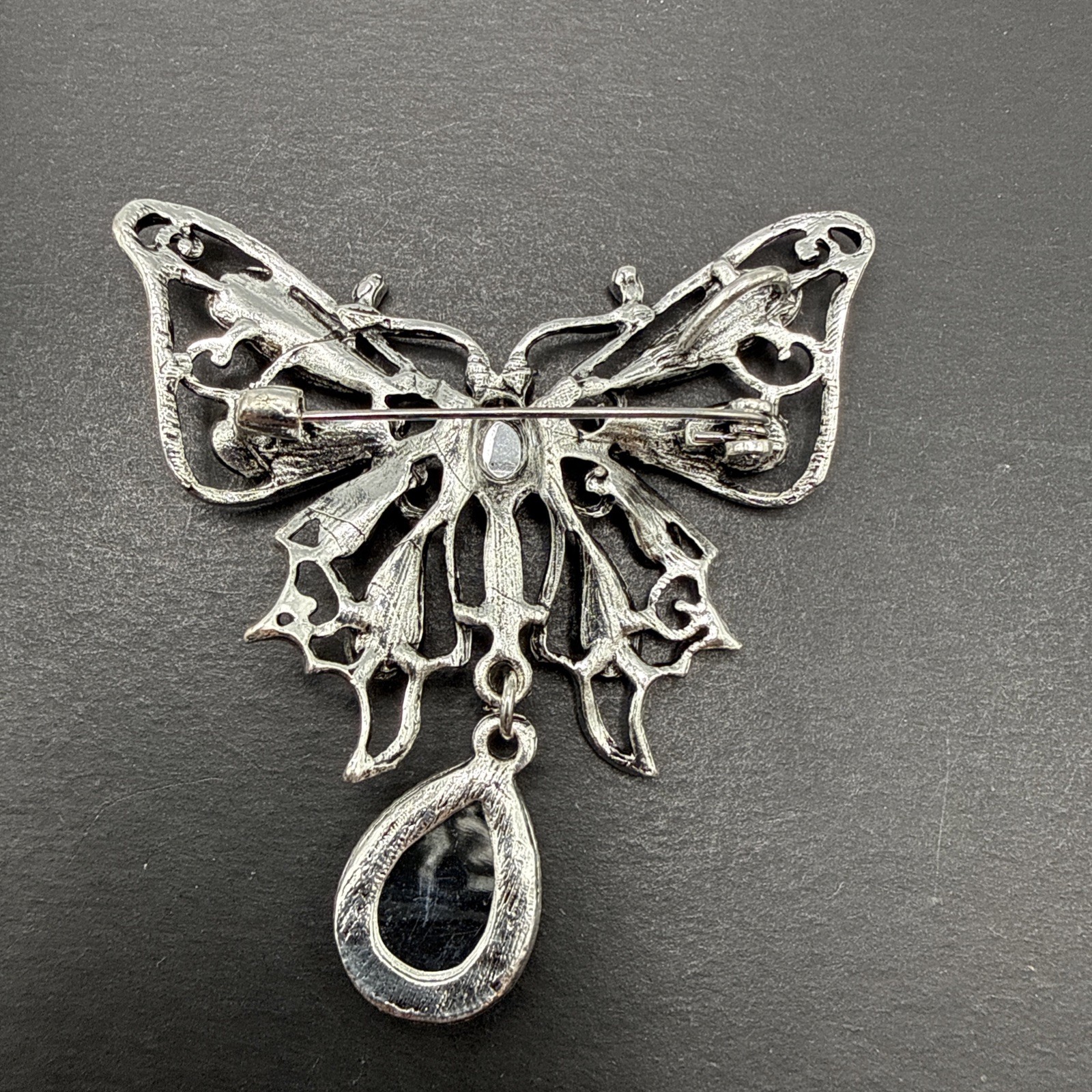 Butterfly Brooch Pin Pendant Dangle Blue Rhinestone J26