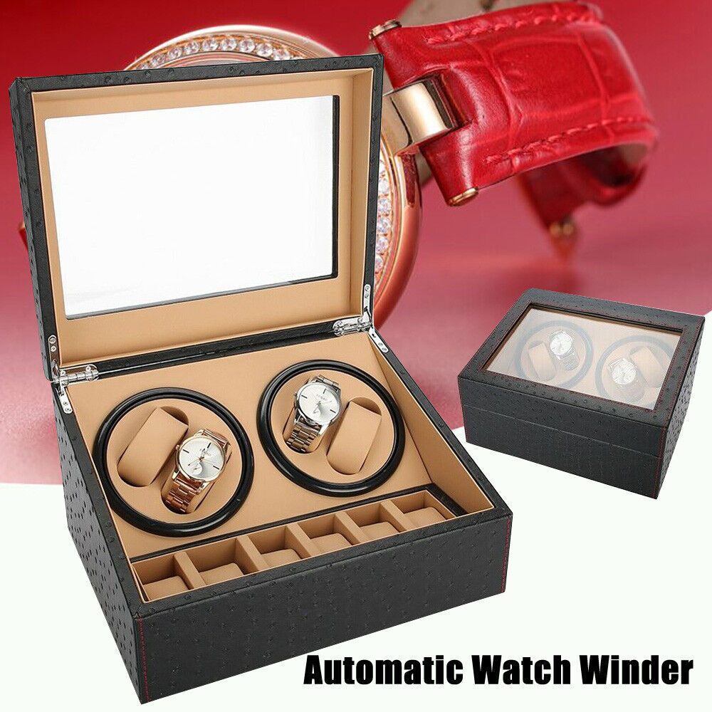 Automatic Watch Winder 4+6 Watch Display Box Quiet Motor Luxury Storage Case HOT