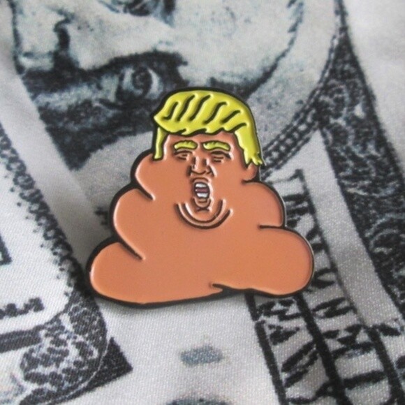 Anti Donald trump poop emoji metal enamel pin dump poo biden jewelry