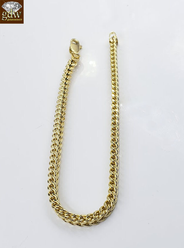 10k Yellow Gold Franco Bracelet 4mm 8″ Inch Men Women Rope Cuban Link Real gold