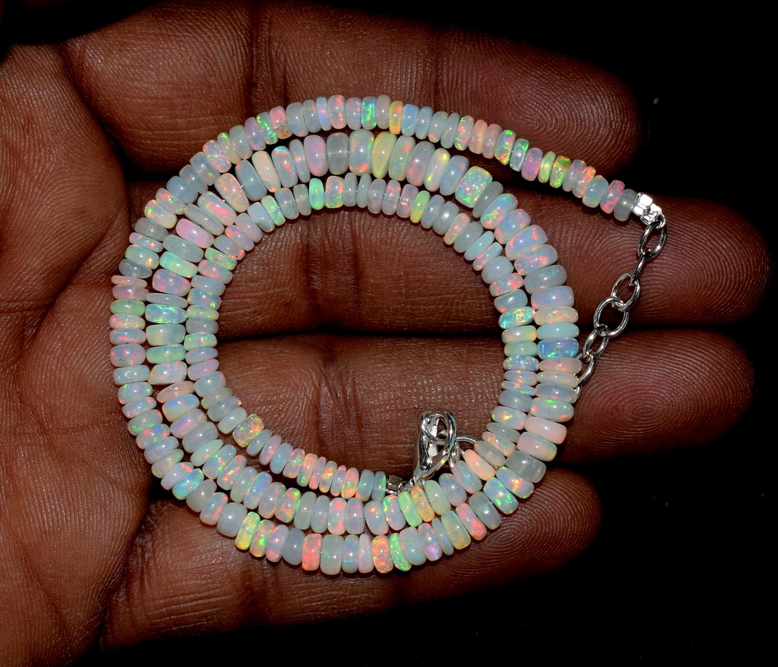 Genuine Opal Natural Ethiopian Opal Wello Fire Opal Gemstone Beads Necklace “16