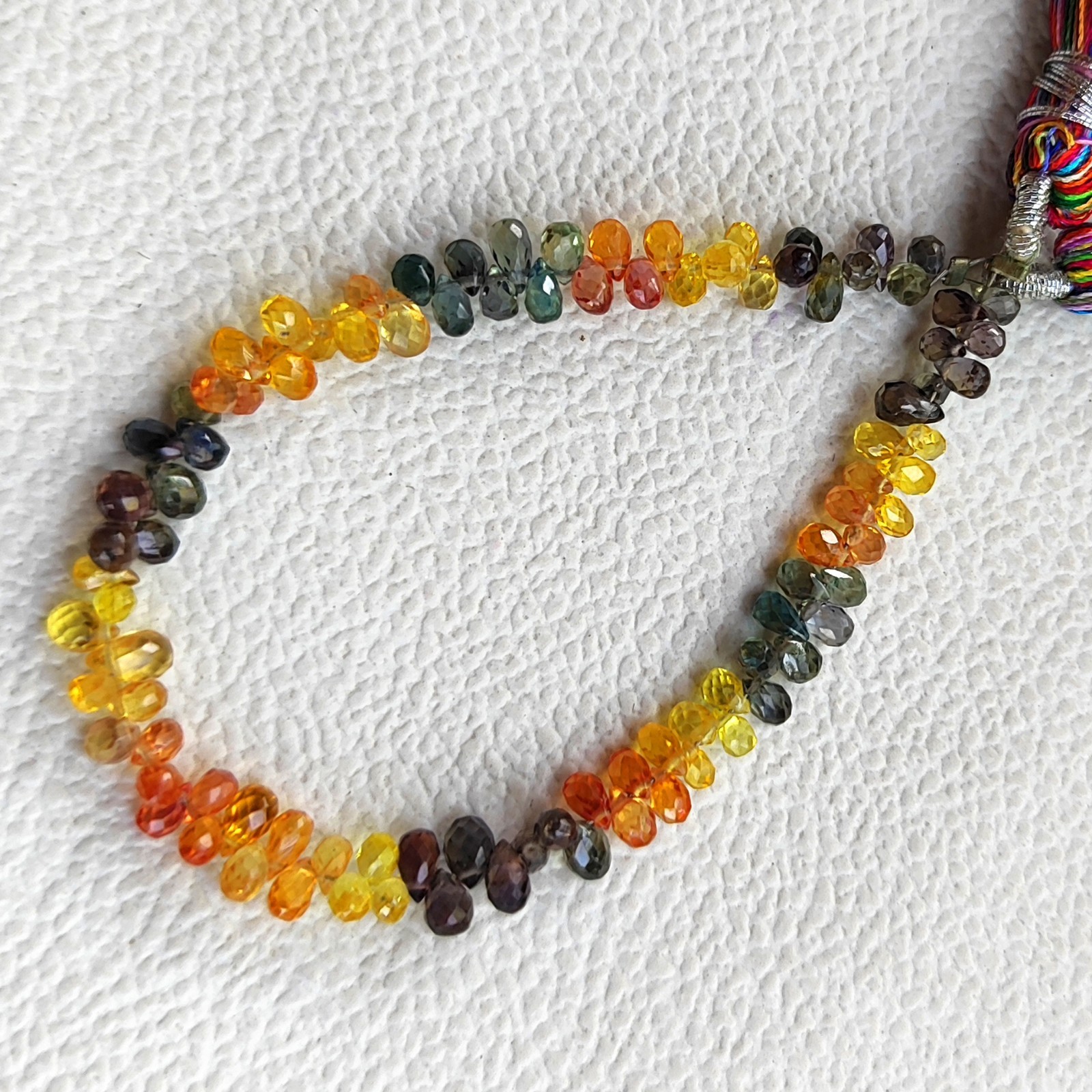 Rainbow Sapphire 4x3mm Faceted Drop Shape Gemstone Beads 5.5 Inch Strand