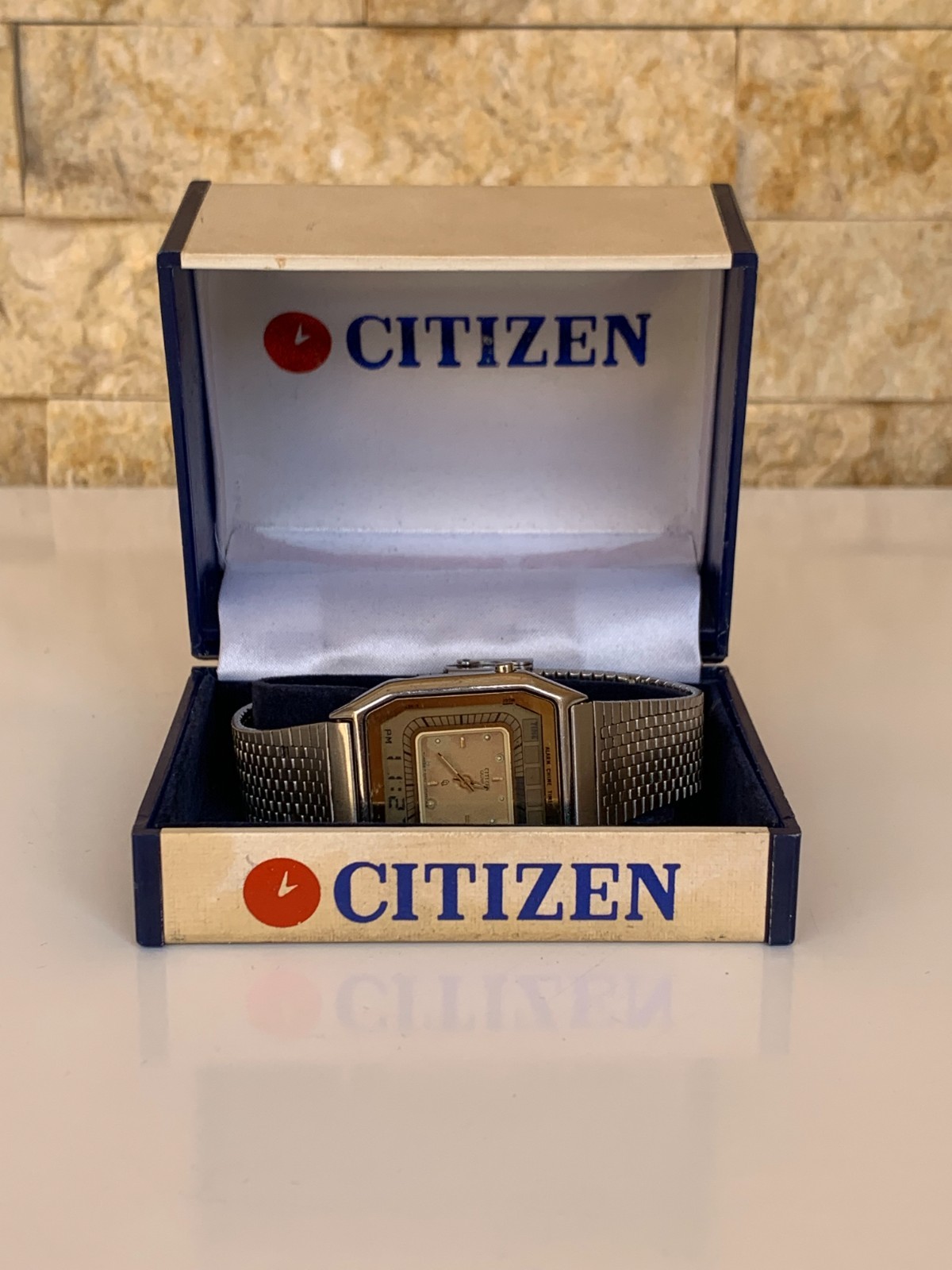 1981 Vintage Citizen Ana-Digi Alarm Chime Timer 4-082320 Watch Boxed 31mm Japan