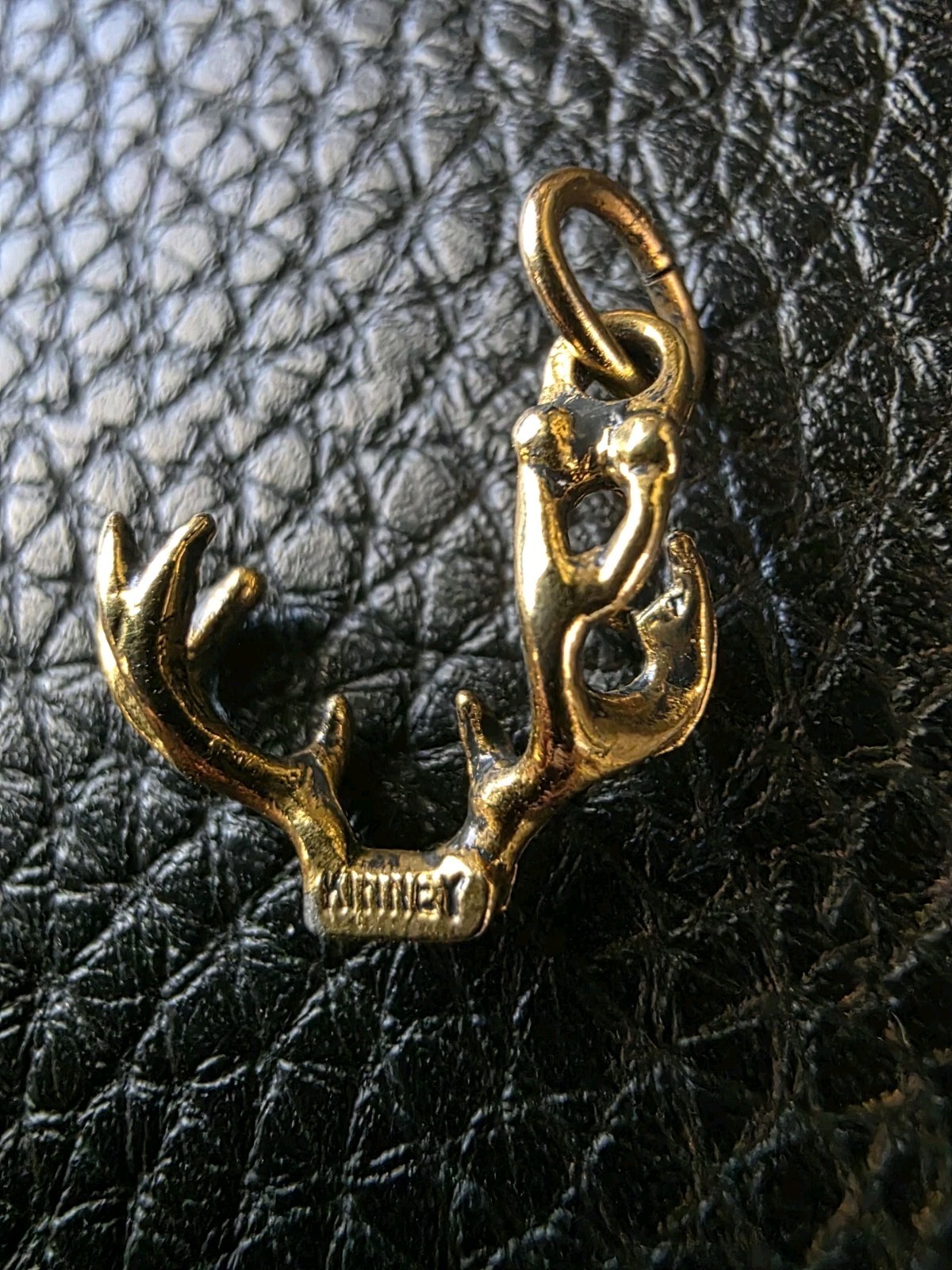 Vintage Antler Charm Kinney Gold Tone Deer Elk Rack Hunting Stag Horns Pendant