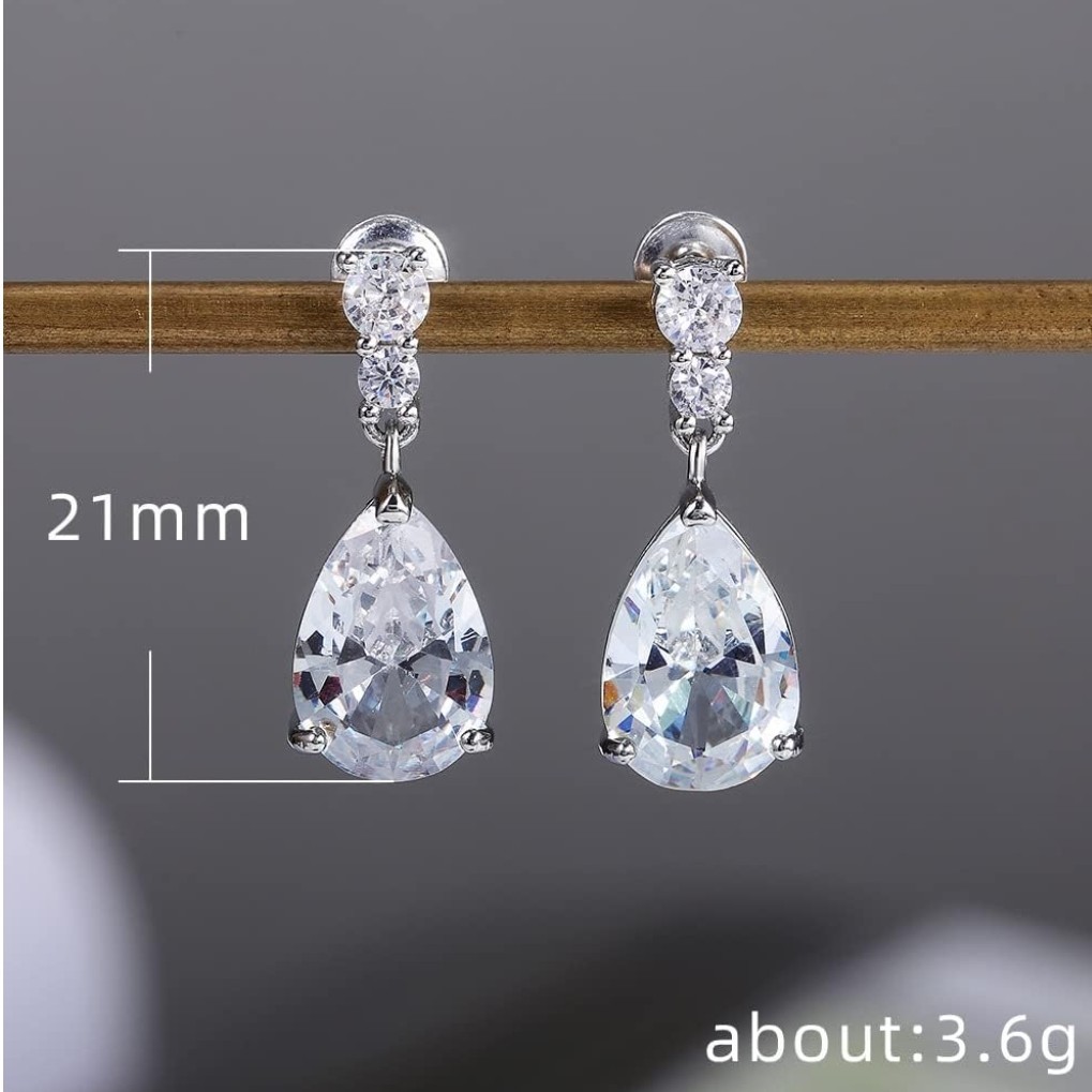 Sparkling Crystal Drop Earrings Teardrop Silver Tone Wedding Birthday Gift