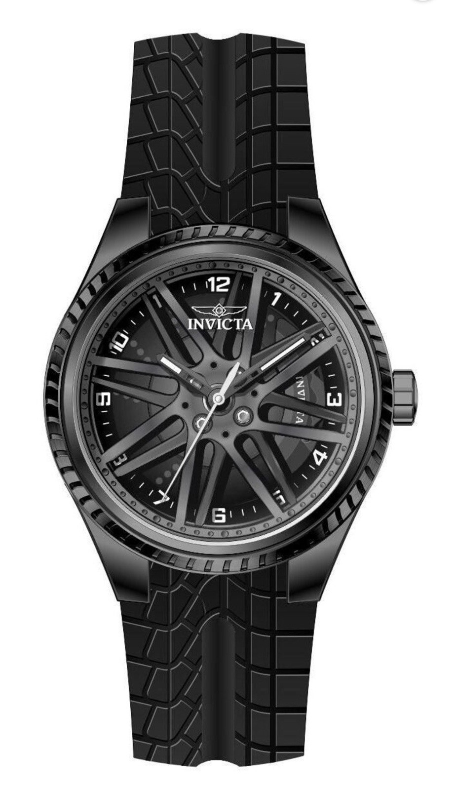 🔥NEW🔥Invicta Racing Rim Spinning Wheel Dial, Tire Tread Strap Mens Watch 50757
