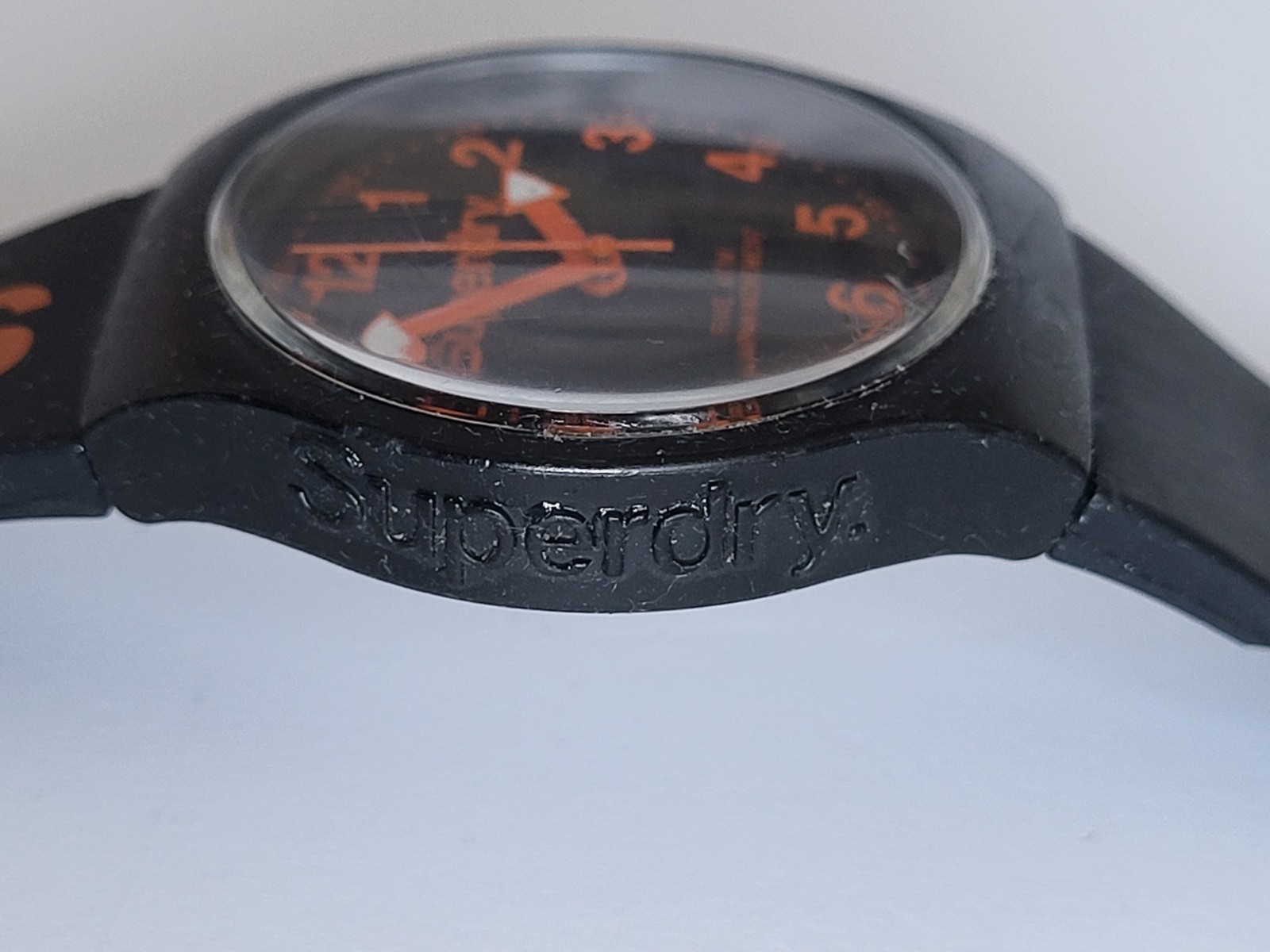 Superdry Urban Men’s Sports Watch Black & Orange Silicone Strap SYG164B
