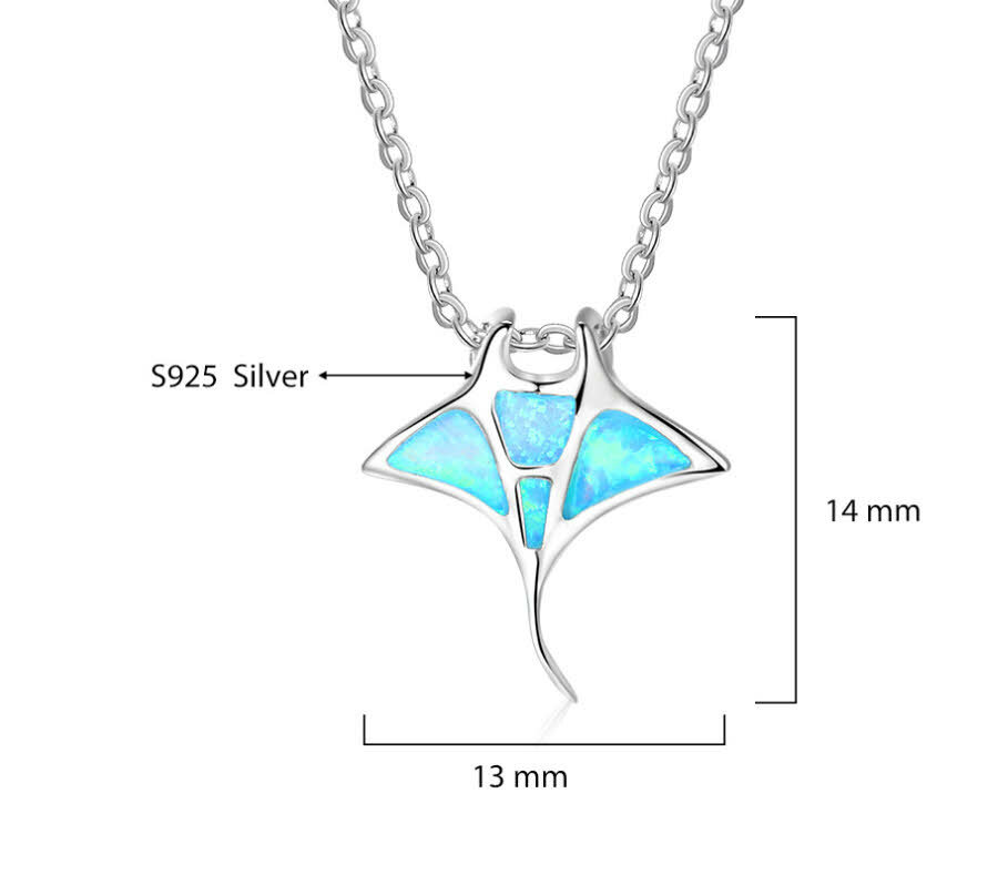 E05 ray power animal of shamans blue sterling silver 925 pendant chain