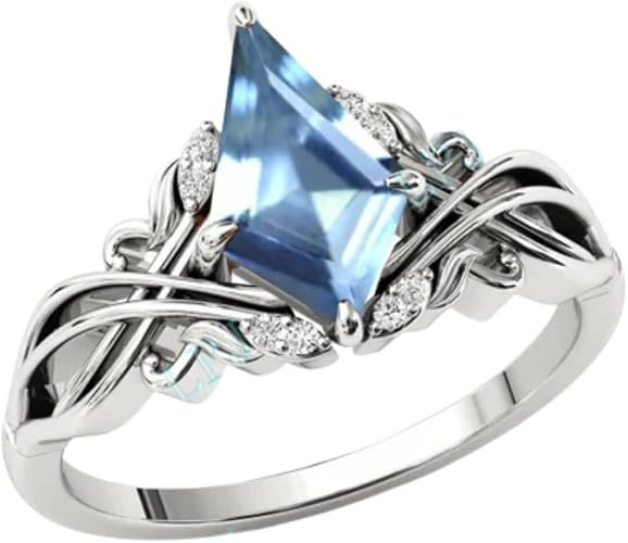 2ct Womens Engagement Ring, Kite Cut Aquamarine Gemstone Bridal Ring for Women