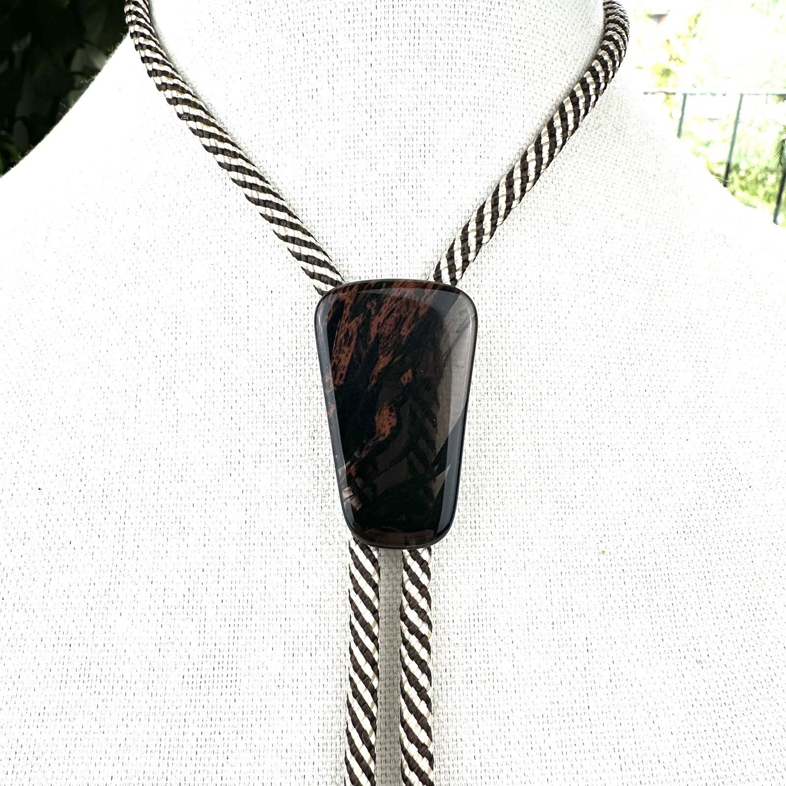 Stunning Translucent Mahogany Obsidian Western Bolo Tie Southwestern ￼