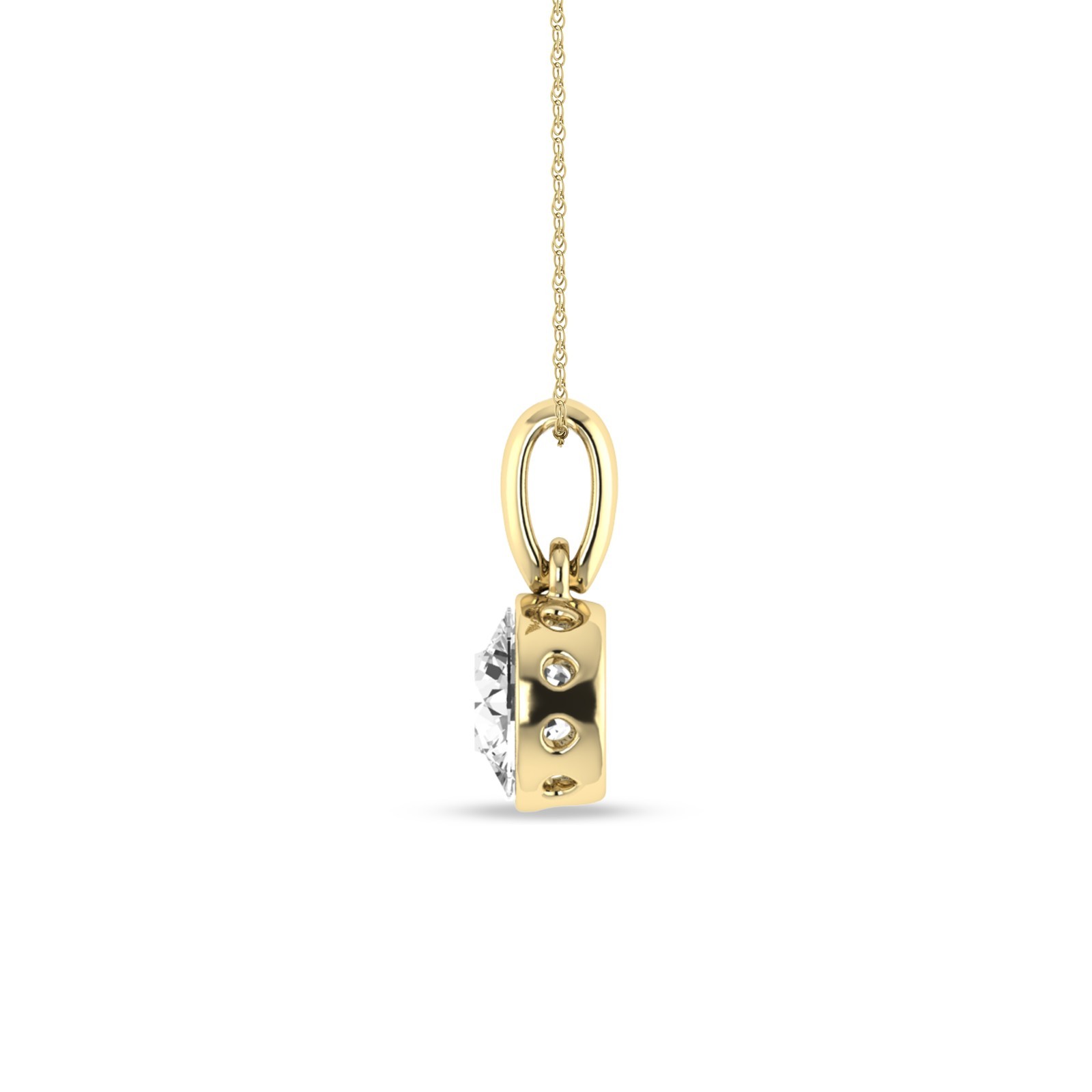Solitaire Diamond Pendant 1/2 Cttw Round Cut Lab Grown Diamond 10K Yellow Gold