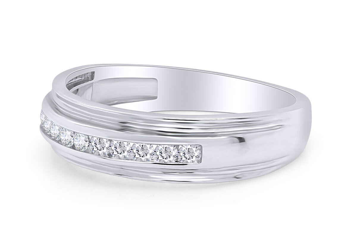1/4ct Mens Natural Round Diamond Wedding Band Ring in 925 Sterling Silver