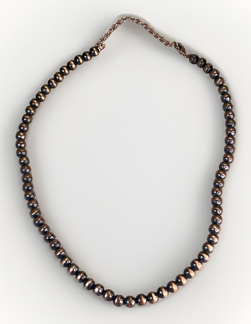 Southwestern 5mm Solid Copper Desert Pearl Hand Strung Necklace 18-20” 15.1g
