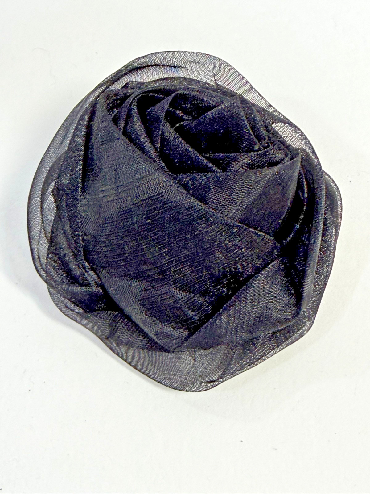 Lot of 6 Black Fabric Flower Brooches Handmade Upcycled Ribbon Lace Pins