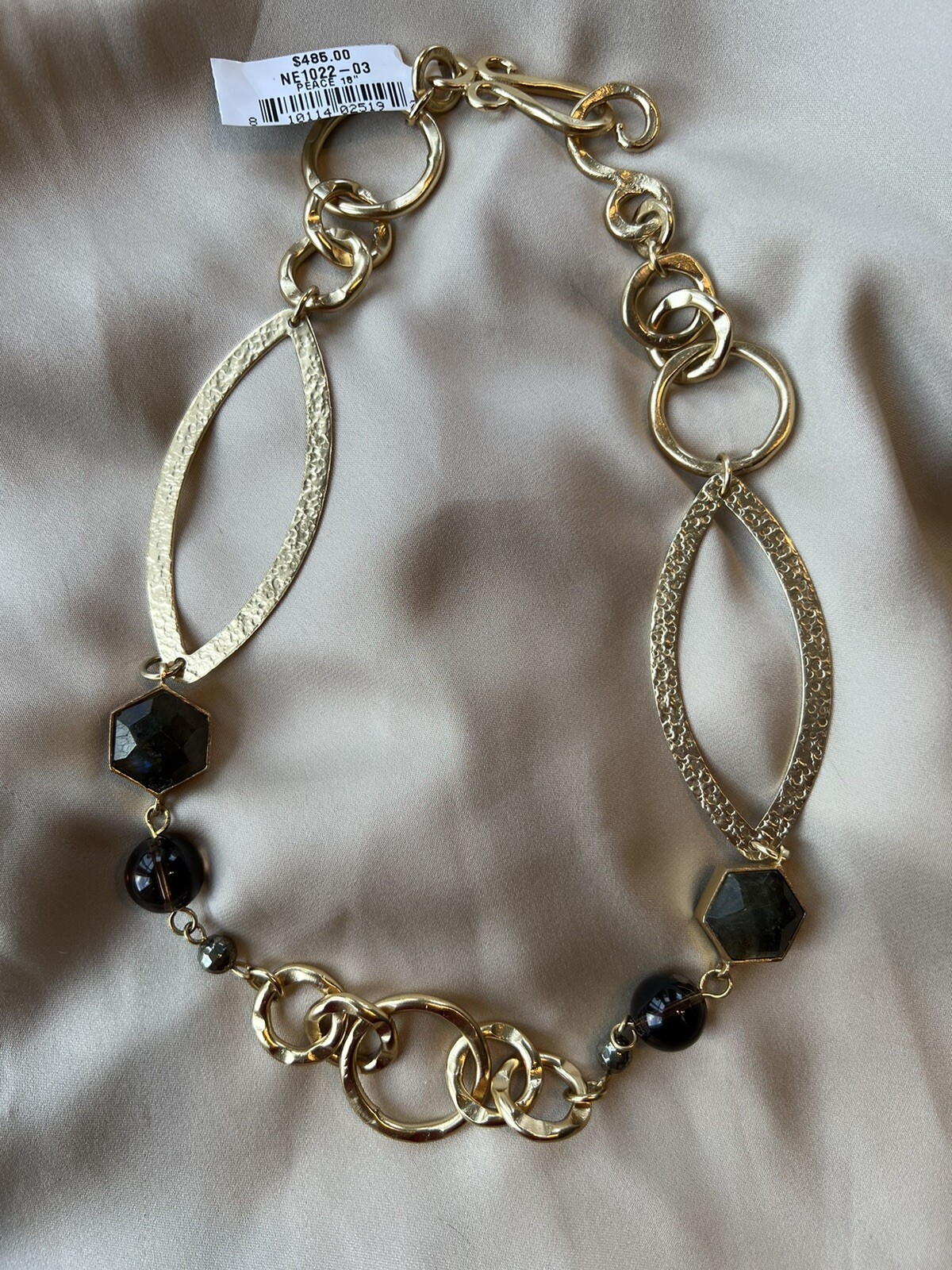 Stephanie Kantis 24k Gold Plated Peace Necklace $485 Labradorite Hexagon 18”