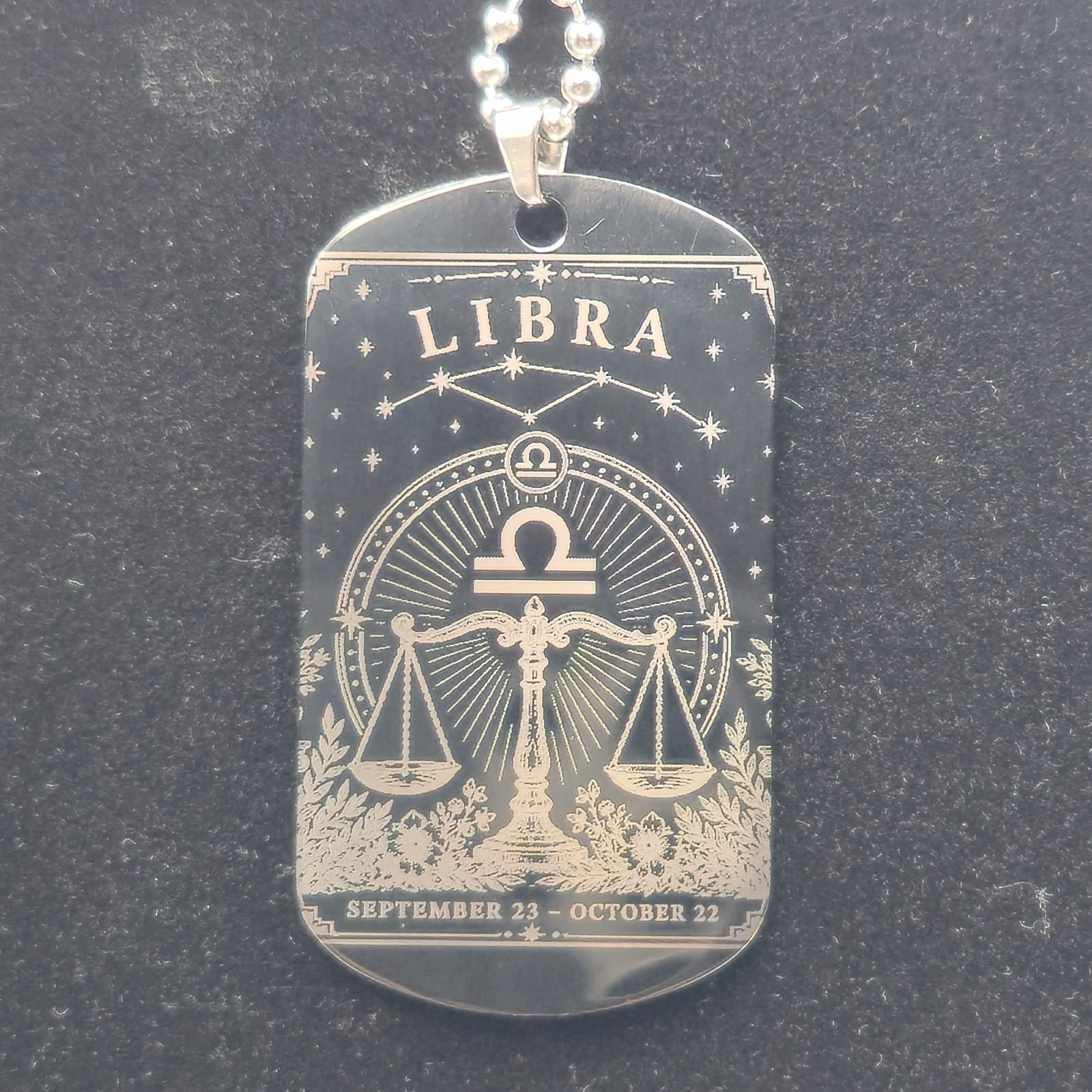 Libra double sided Zodiac Necklace with Astrological Horoscope Pendant