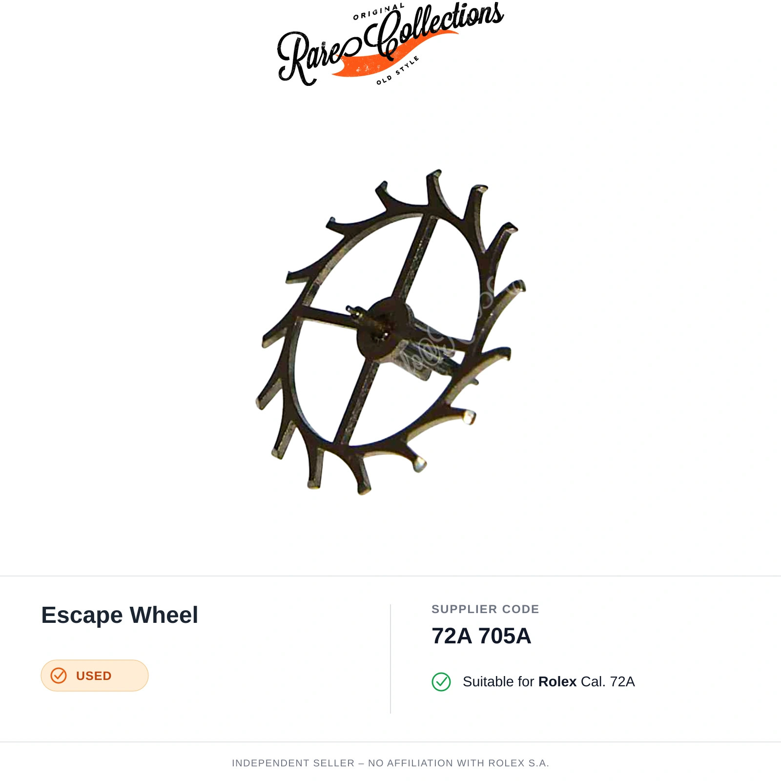 Used exhaust wheel for Rolex (code 72A 705A) escape wheel