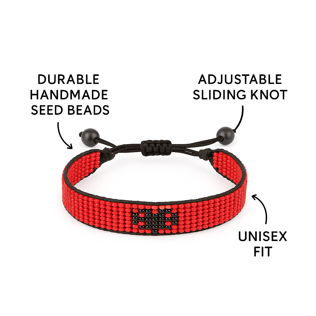 Albania Flag Bracelet: Adjustable Beaded String, Handmade Boho Patriotic Gift.