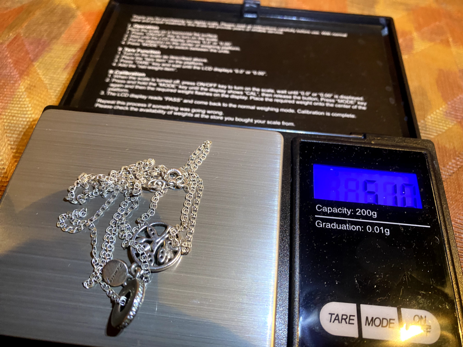 925 SILVER / 585 PENDANT & 925 SILVER CHAIN VINTAGE JEWELLERY HALLMARKED 5.10 GRAMS