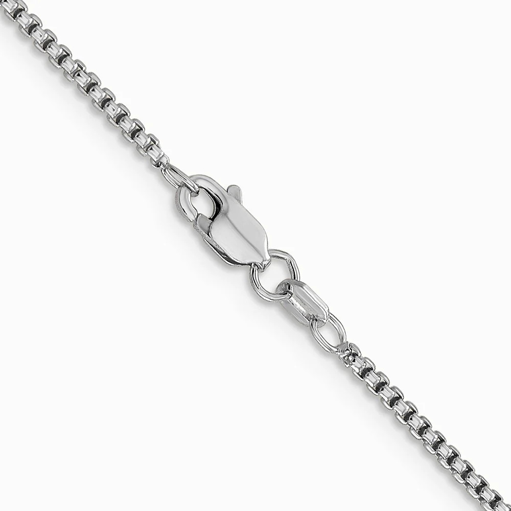 14K White Gold 1.5mm Semi-Solid Round Box Chain Necklace 16″-30″