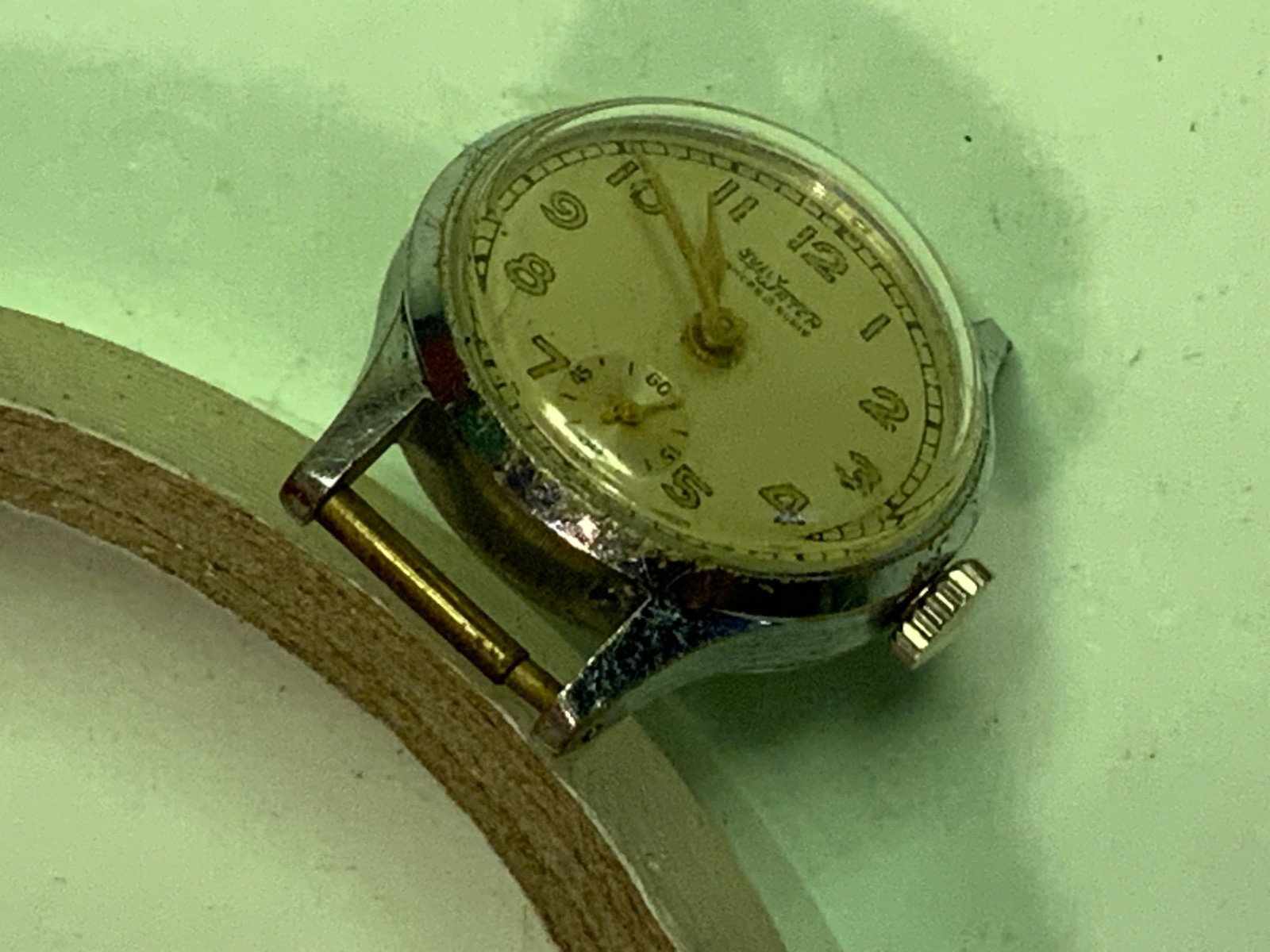 sully watch swiss made fond acier inoxydable 0669 ANCRE 15 RUBIS & baby handRARE