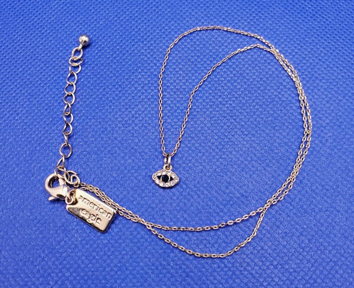 American Eagle Evil Eye Pendant with Rhinestone Good Luck & Protection Necklace