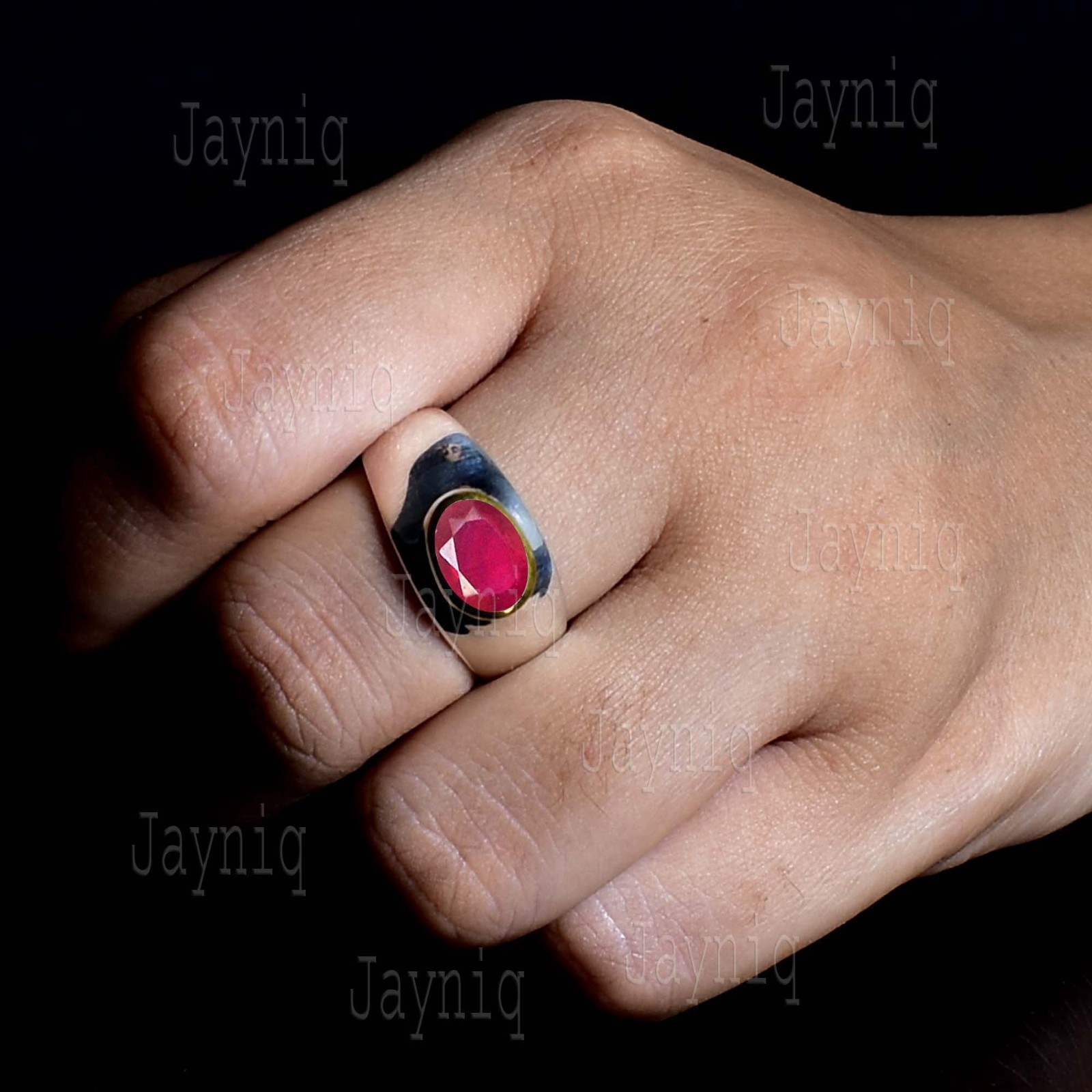 Pink Ruby Gemstone 925 Sterling Silver Handmade Two Tone Finish Ring For Women