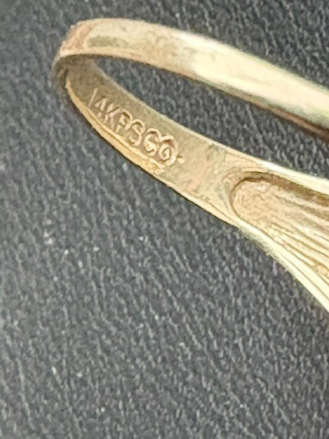 Peter Stone 14K Yellow Gold And Diamond Fan Design Ring Size 7