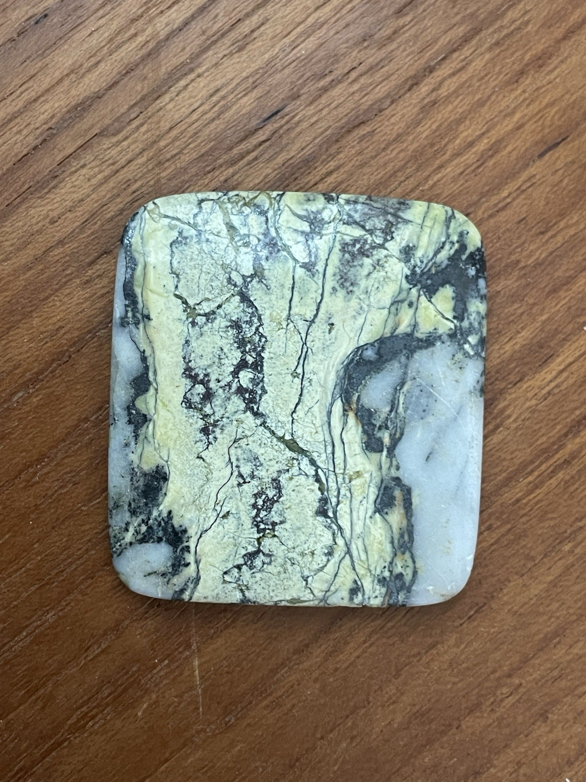 Yellow Variscite With Pyrite Rectangular Cabochon 86.4ct