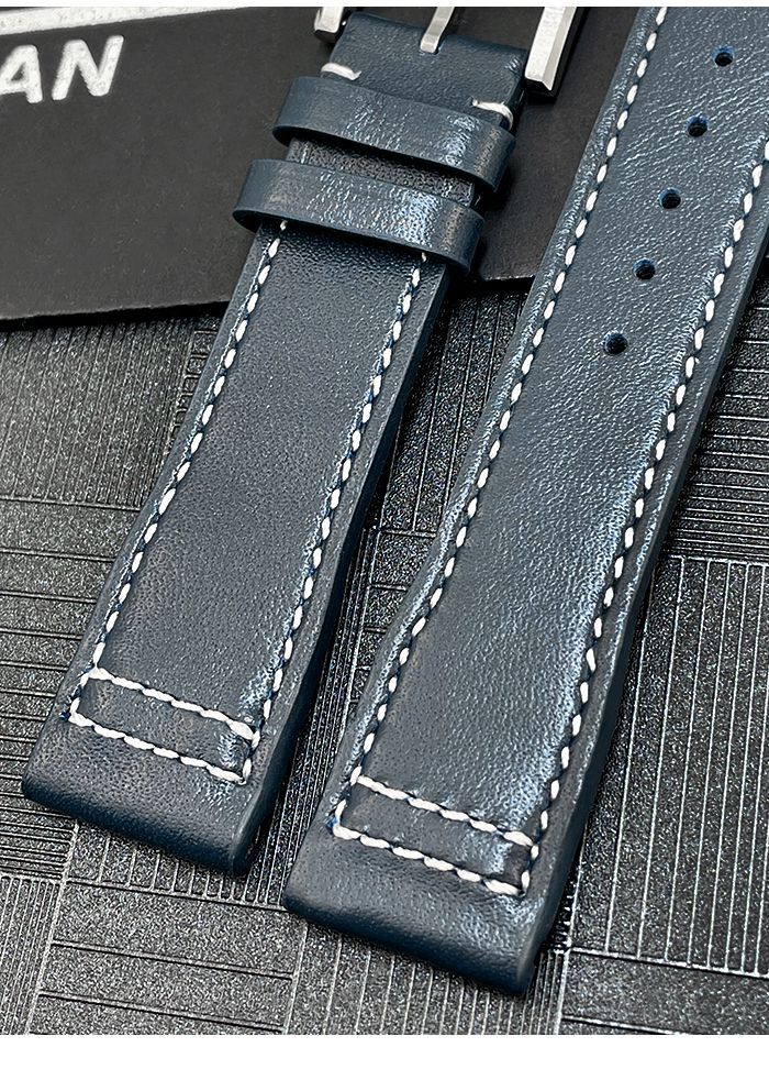 Fits IWC Pilot’s PORTOFINO Mark 18 Quick Release Leather Strap 20mm Blue / Brown