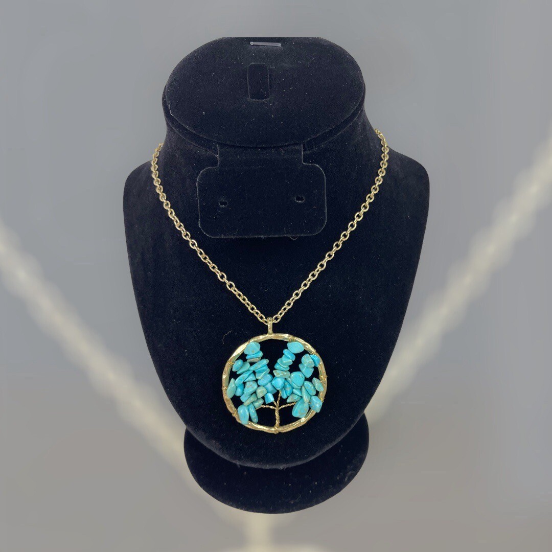 Envious Tree Of Life Pendant Necklace Turquoise Length 20 inches