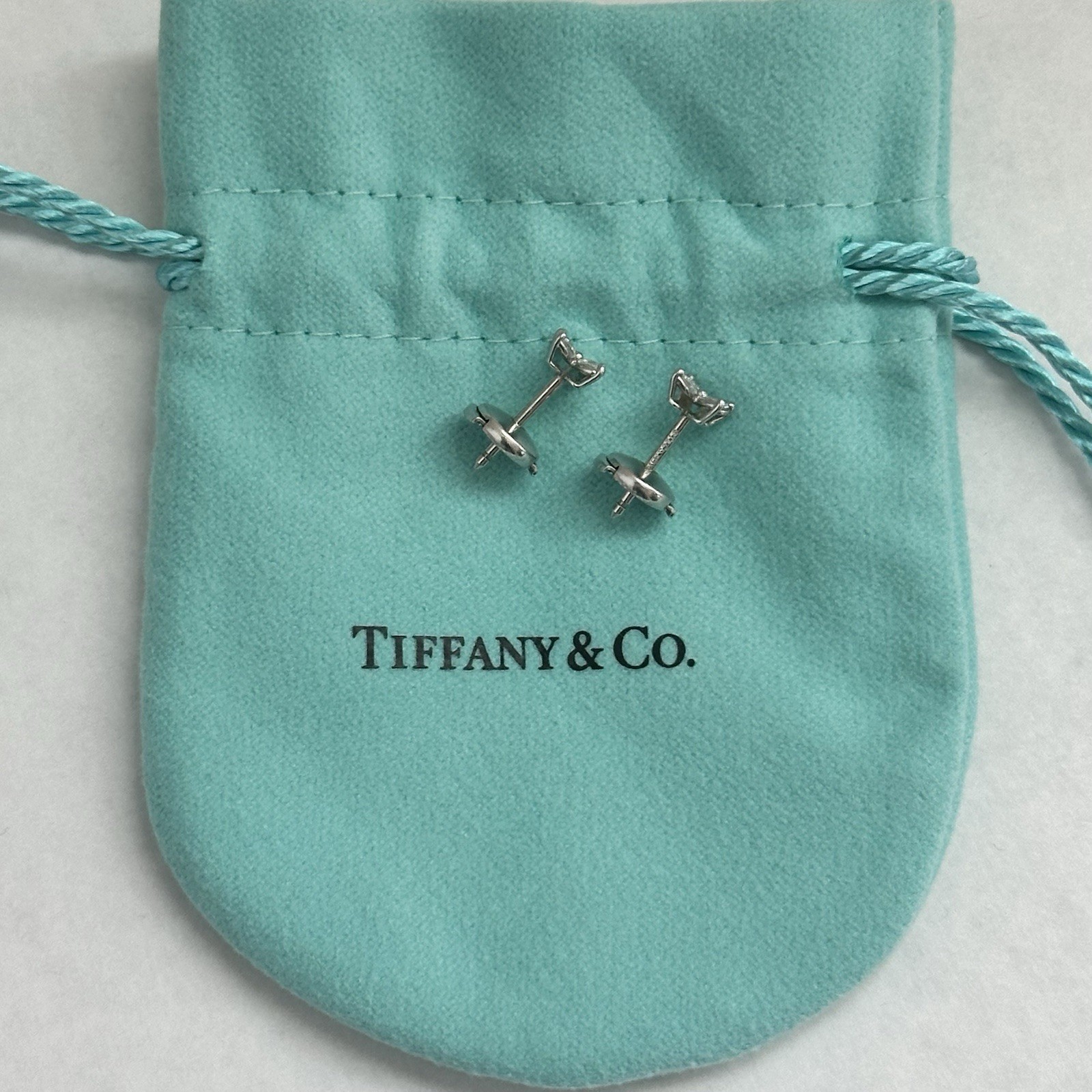 $5,400 Tiffany & Co. Victoria Stud Earrings Platinum 950 Marquise Diamonds Mini