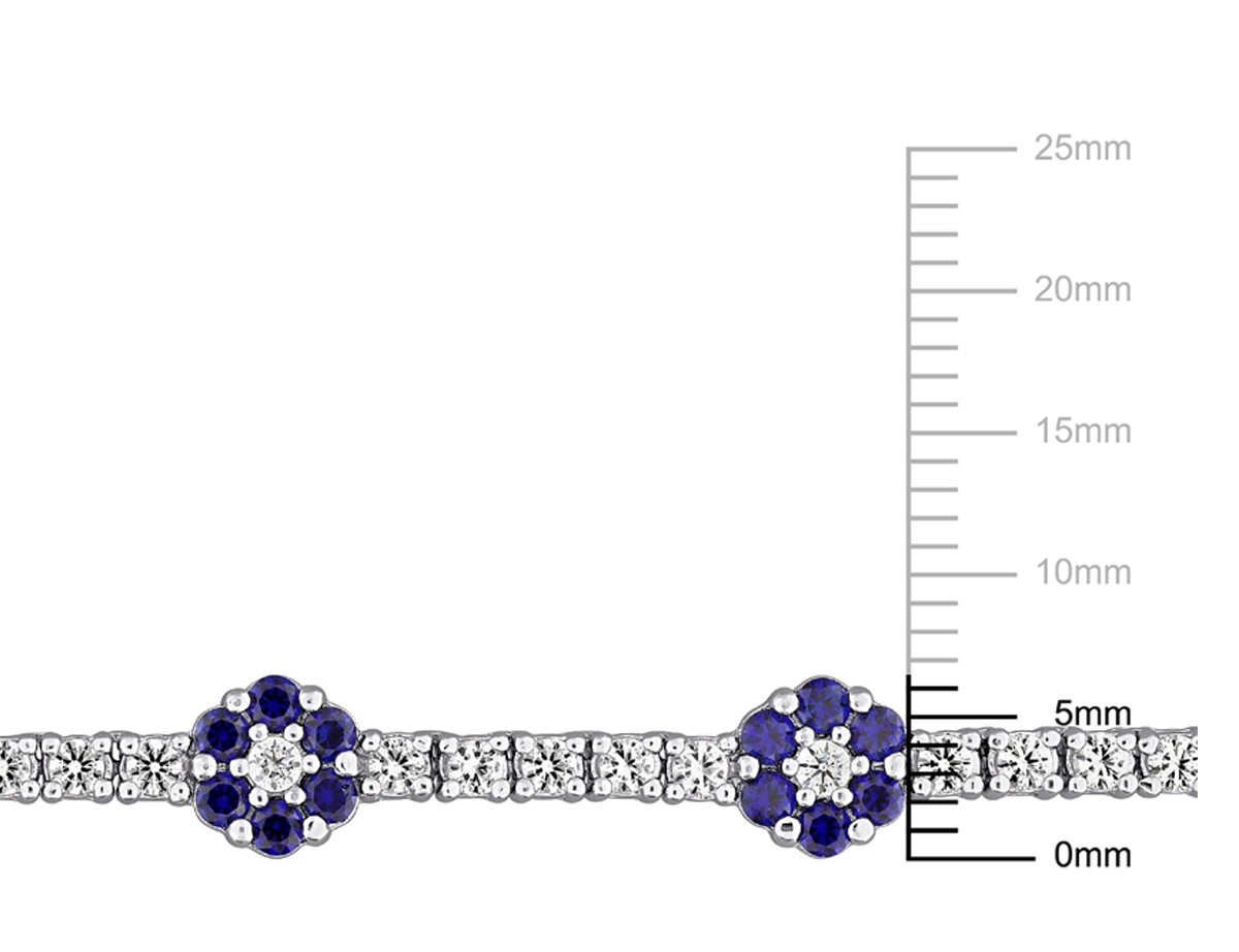 6.43 Carat (ctw) Lab-Created Blue and White Sapphire Floral Necklace Sterling Si