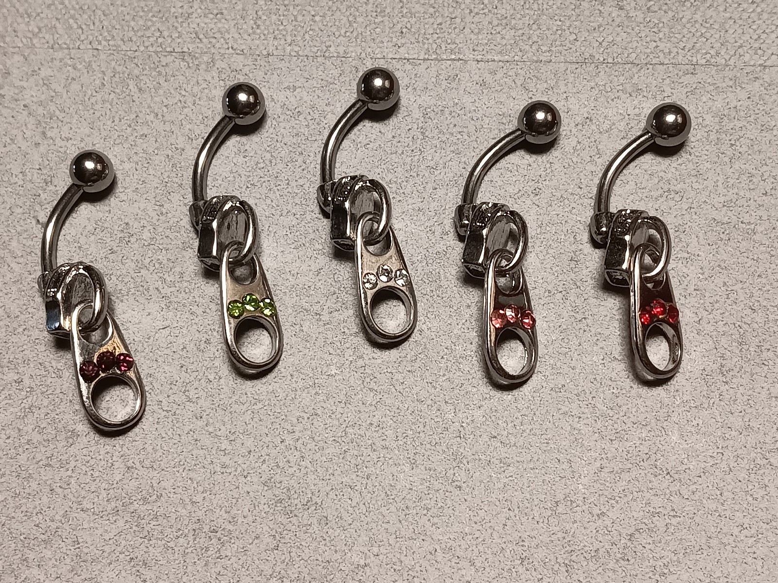 Belly Navel Ring Fun Zipper 14g 7/16″ 5 Colors 316L Surgical Grade Steel C-2
