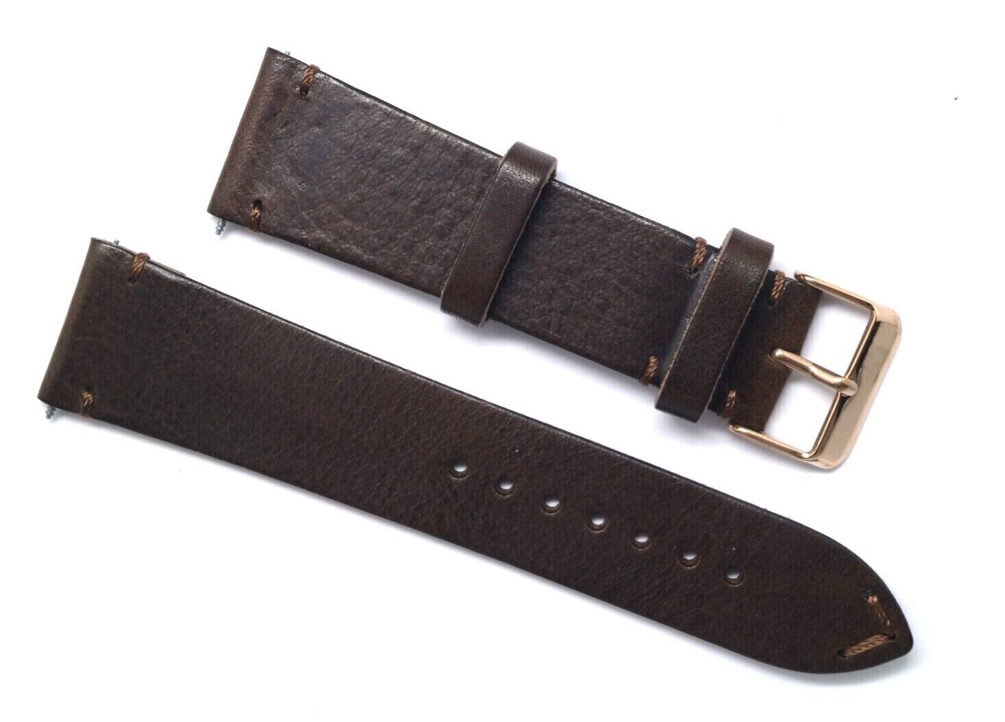 23mm Brown Genuine Leather Classic Style Watch Band Strap Rose Gold Tone Buckle