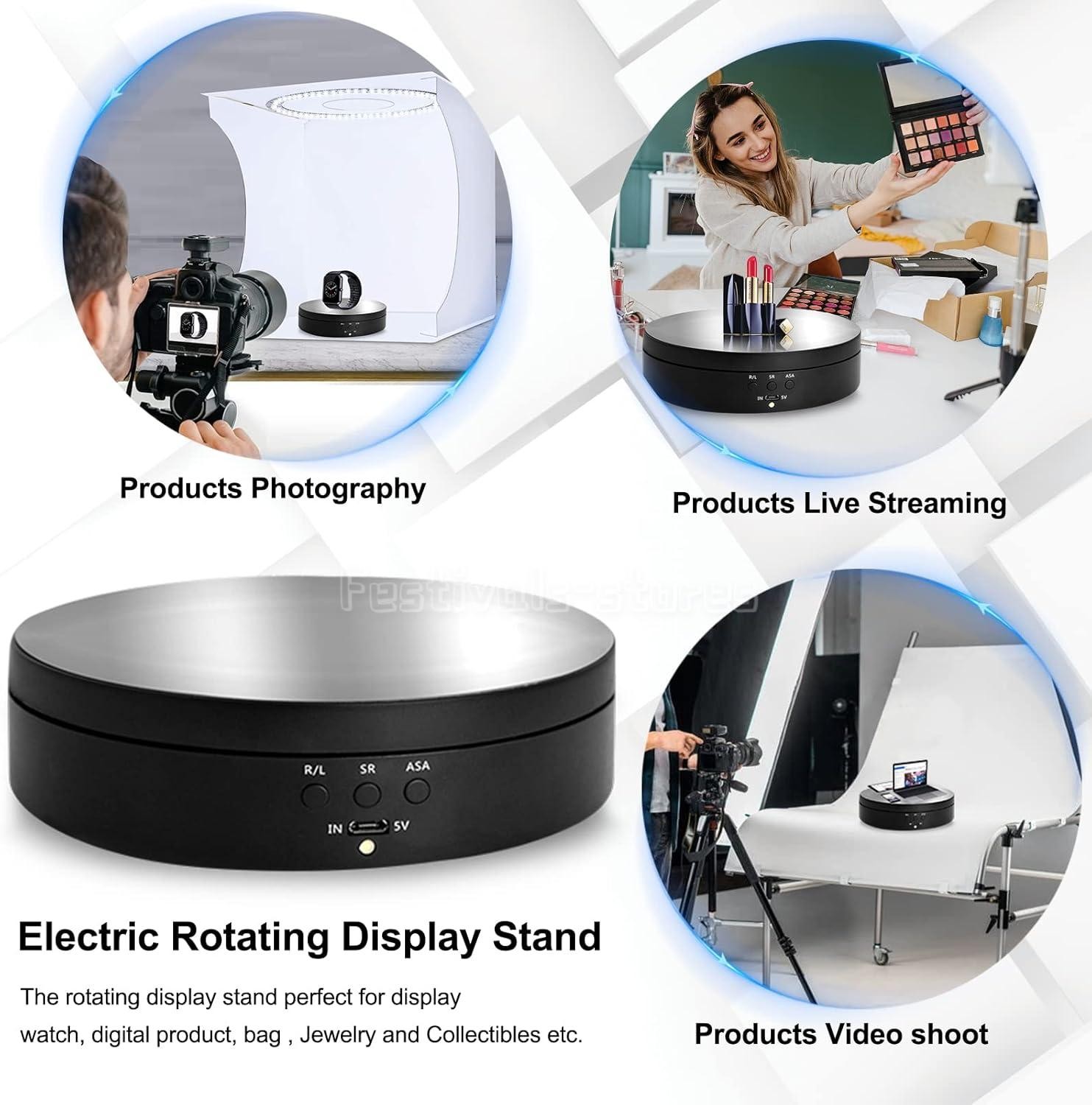 360° Electric Motorized Rotating Display Stand Jewelry Photography Show Holder