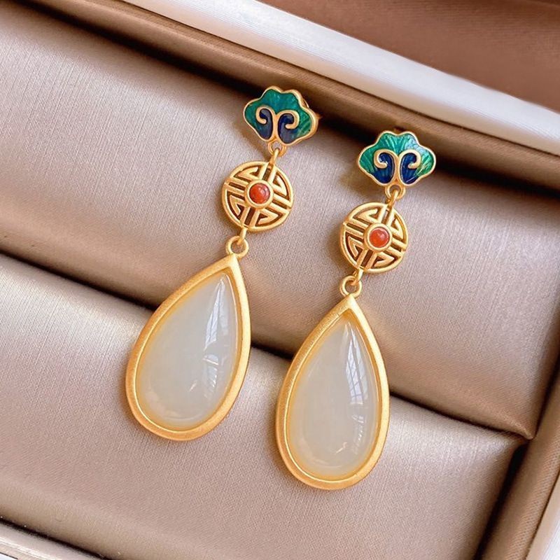 New Enamel Cloisonne Earrings Chinese for Qipao Women