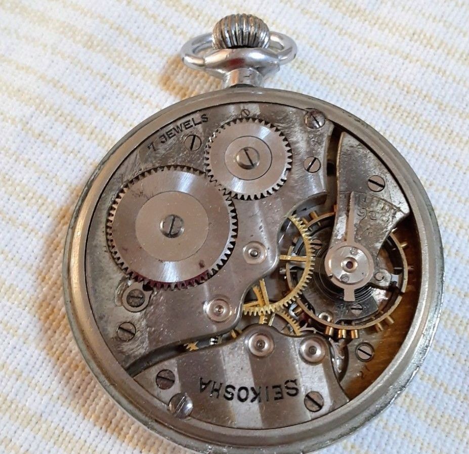 1936 SEIKOSHA 19 Seikosha Pocket Watch SKS Railway Kankyu 7J Hand Wind Japan