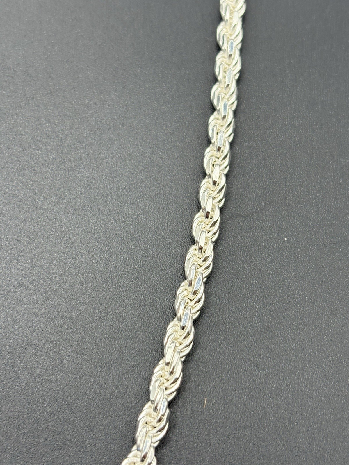 22″ New Condition Sterling Silver 5MM Rope Chain Necklace 42 Grams A27