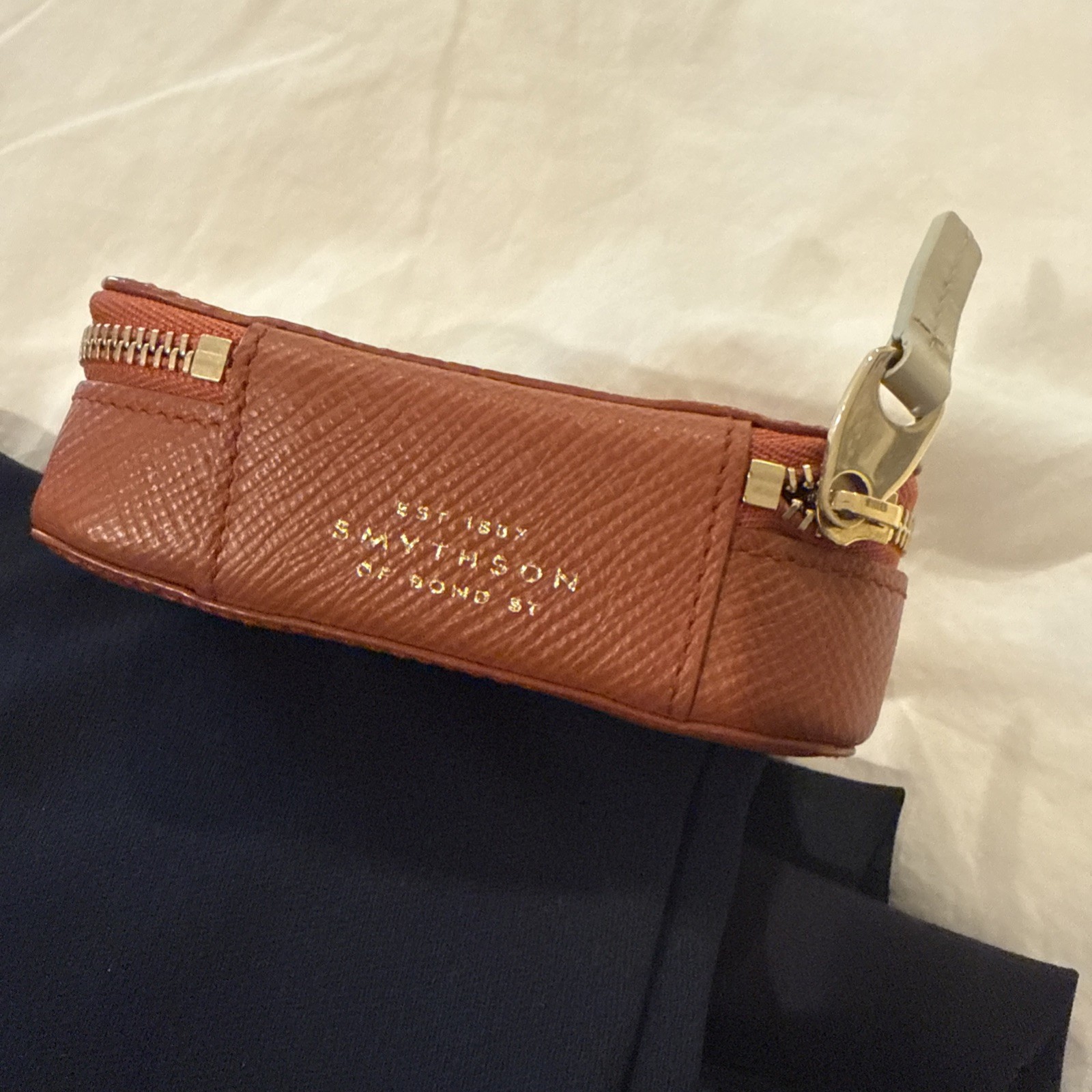 Smythson Travel Jewelry Box Leather Cognac