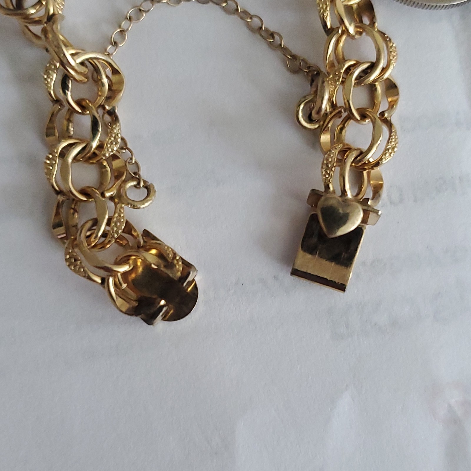 Elco 1/20 12K GF Gold-Tone Cable Chain Coin Dangle Charm Bracelet Lobster