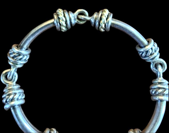 5.5″ x 11mm DAVID WYSOR Solid Sterling 18k Curved Link Bracelet. Made in USA!