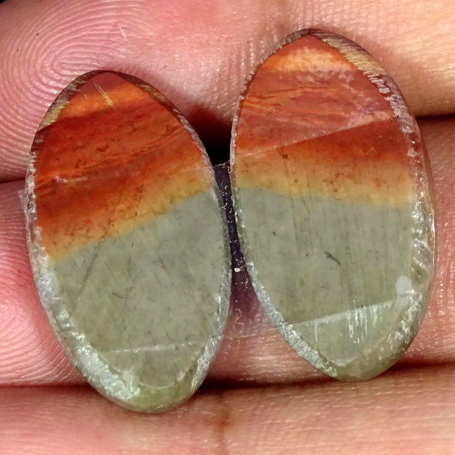 23.10Cts 100% Natural Polygram Jasper Pair Oval Cabochon Gemstone 13X24X4MM